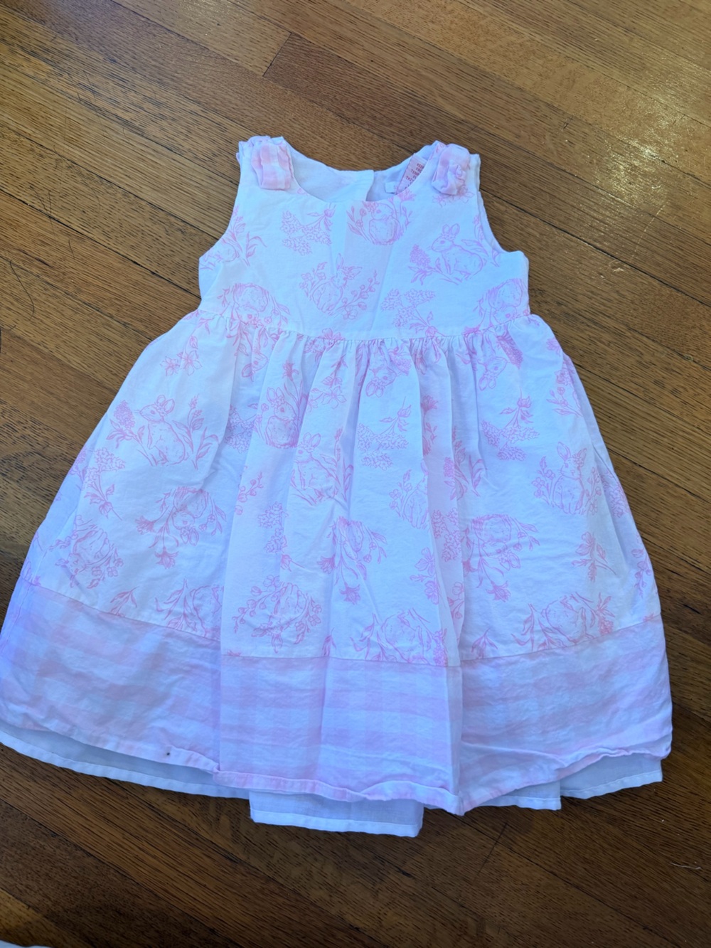 Toddler Pink and White Floral and Bunny Cotton Dress
